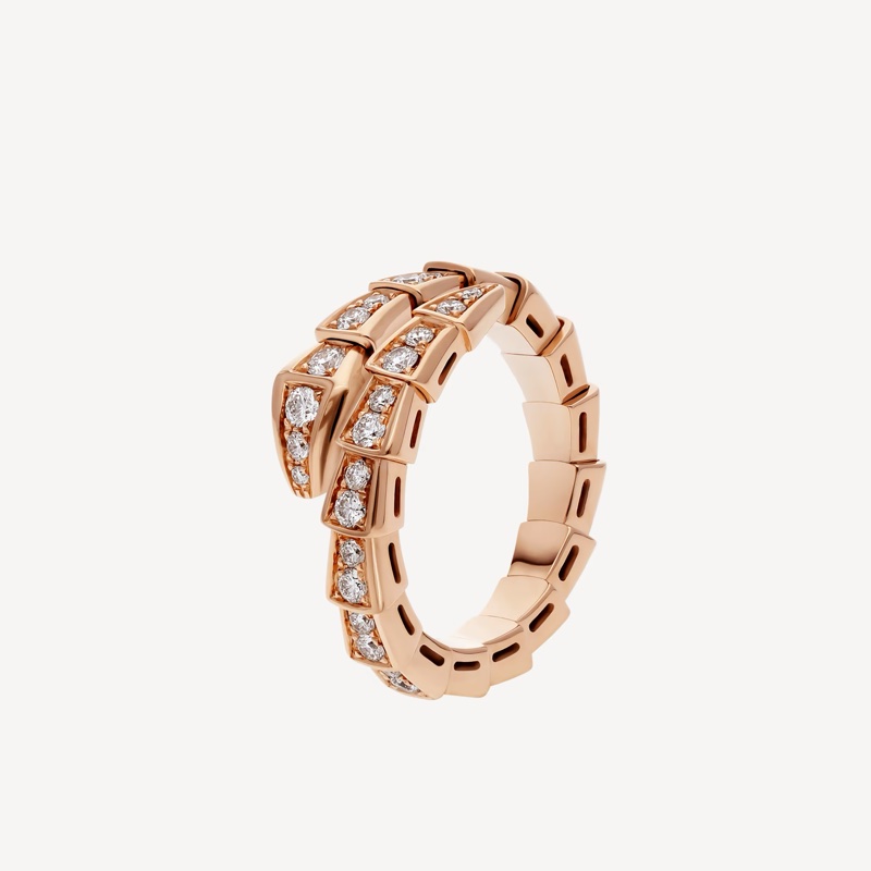 BVLGARI 寶格麗 SERPENTI VIPER 玫瑰金鑽戒/S號/98新美品-7