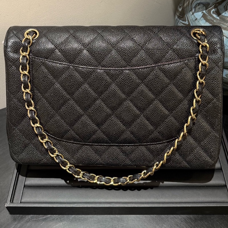 Chanel cf黑金荔枝皮 jumbo 20開 單包 🈚附件-1
