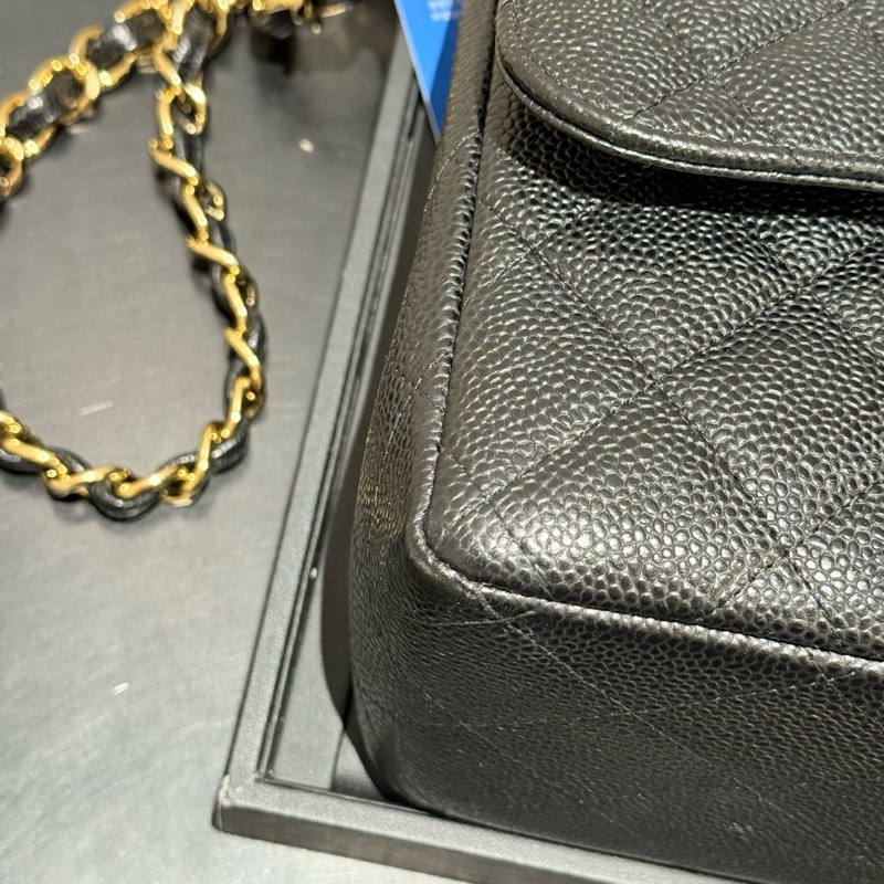 Chanel cf黑金荔枝皮 jumbo 20開 單包 🈚附件-6