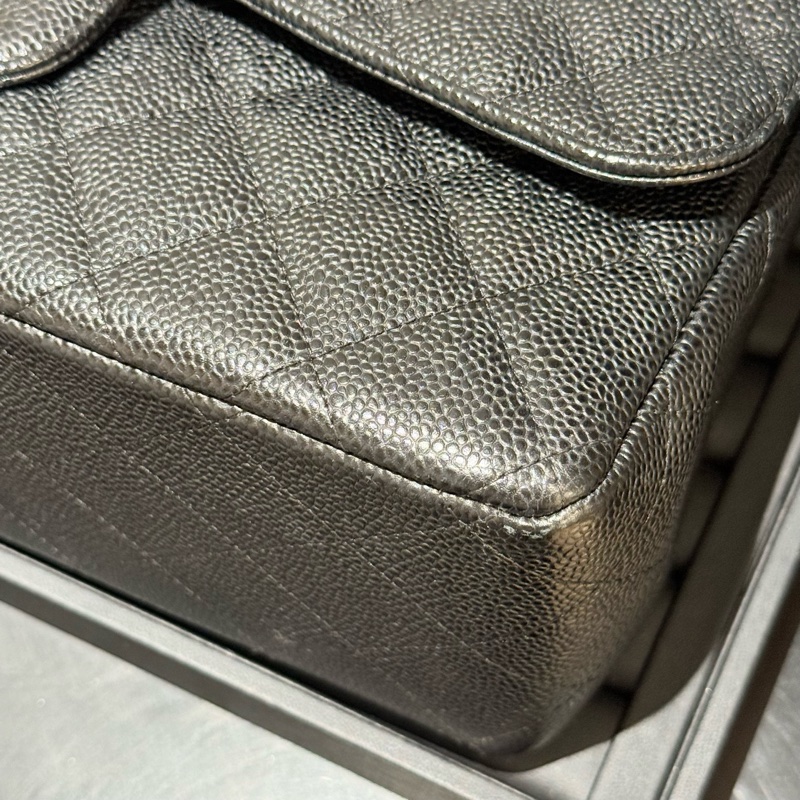 Chanel cf黑金荔枝皮 jumbo 20開 單包 🈚附件-8