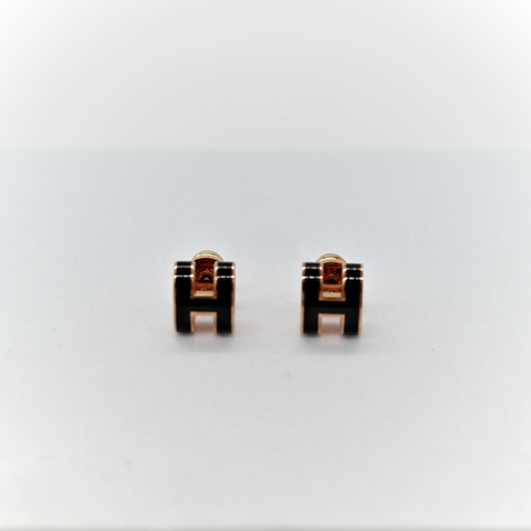 Hermès 愛馬仕 PopH mini 黑色 金色 耳環 耳釘