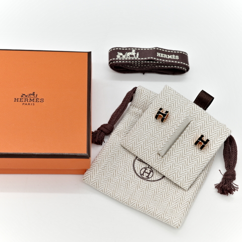 Hermès 愛馬仕 PopH mini 黑色 金色 耳環 耳釘