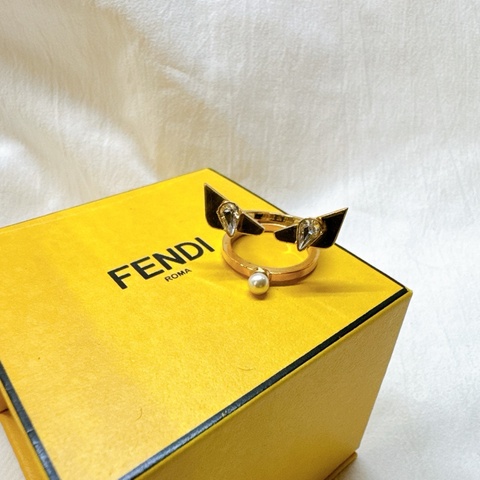 二手正品Fendi by Marc Jacobs芬迪小怪獸金色珍珠戒指 Fendi戒指 fendi金戒 fendi配件