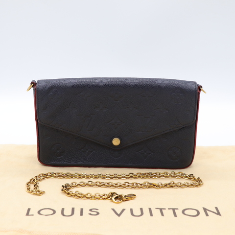 Louis Vuitton 路易威登 黑色 信封包 斜背包 紅內裡