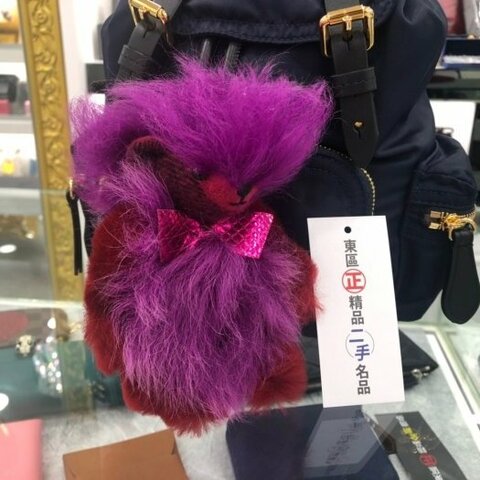 東區正精品㊣BURBERRY 4032699 紅色泰迪熊公仔紫毛蝴蝶結喀什米爾吊飾鑰匙圈掛飾吊飾 RZ0534