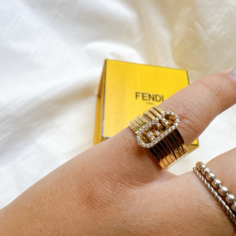 二手正品Fendi芬迪O'Lock金色水晶戒指 fendi戒指 fendi戒 fendi配件-4