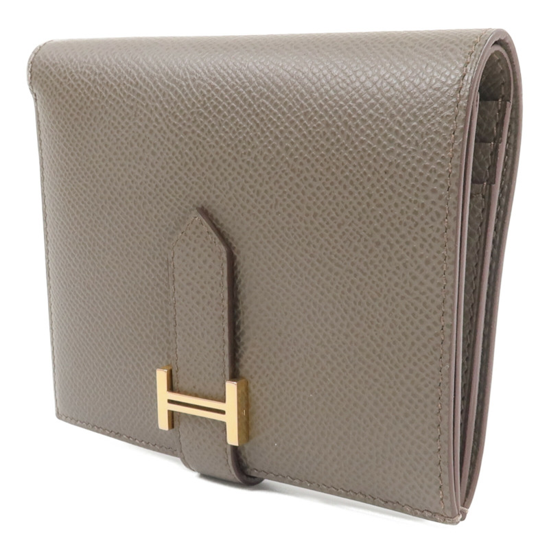 HERMES Epsom皮革Bearn Compact Wallet錢包Etain-2