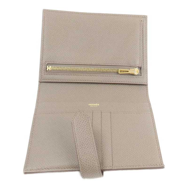 HERMES Epsom皮革Bearn Compact Wallet錢包Etain-6