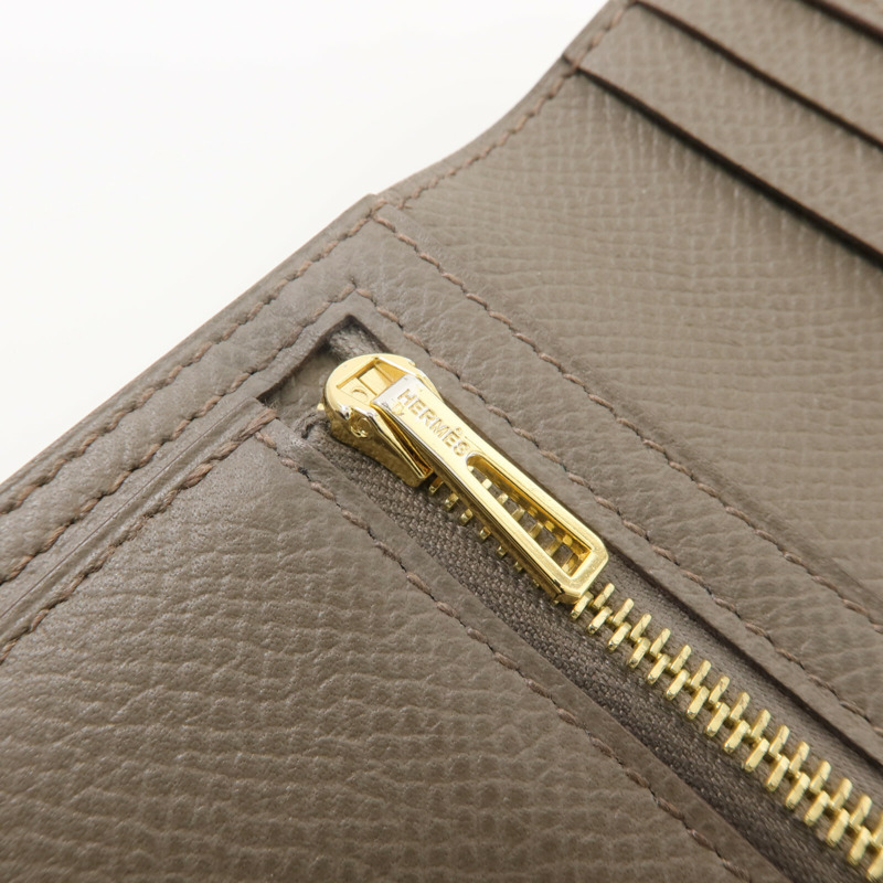 HERMES Epsom皮革Bearn Compact Wallet錢包Etain-7