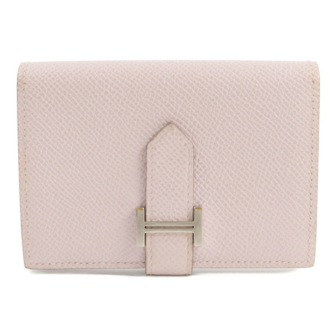 HERMES Epsom皮革Bearn Compact錢包Mauve Pale