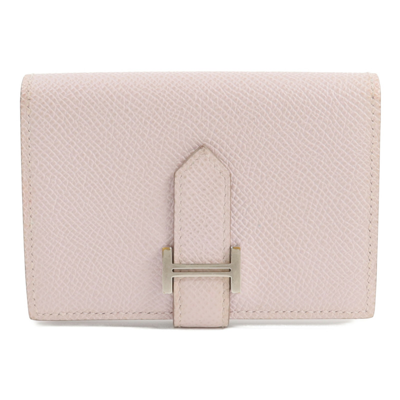 HERMES Epsom皮革Bearn Compact錢包Mauve Pale-0