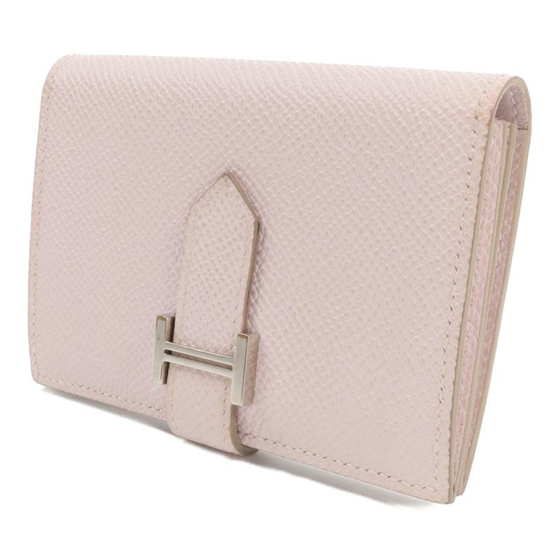 HERMES Epsom皮革Bearn Compact錢包Mauve Pale-2