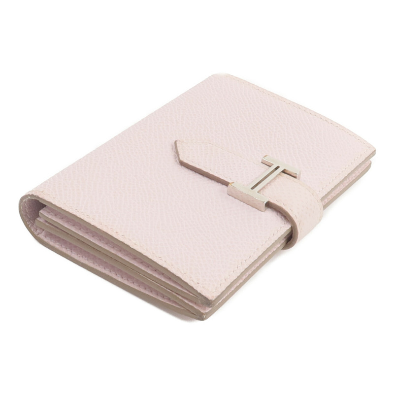 HERMES Epsom皮革Bearn Compact錢包Mauve Pale-3