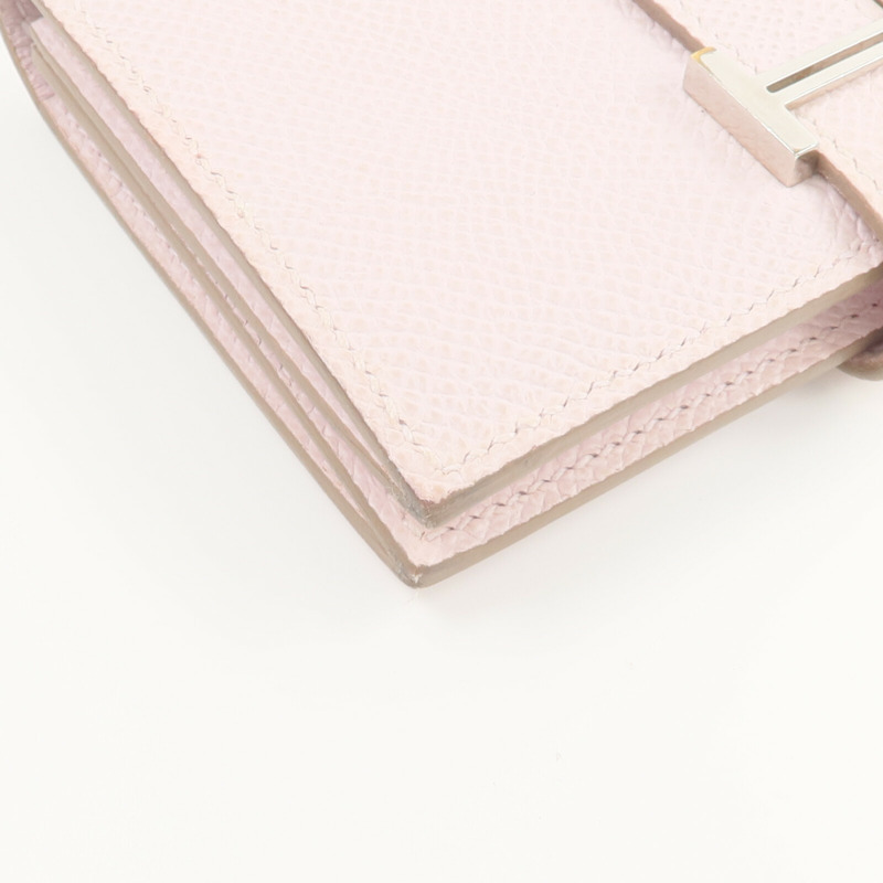 HERMES Epsom皮革Bearn Compact錢包Mauve Pale-8