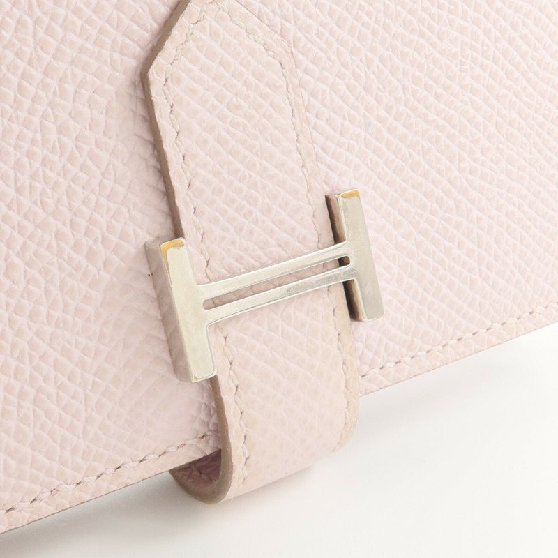HERMES Epsom皮革Bearn Compact錢包Mauve Pale-11