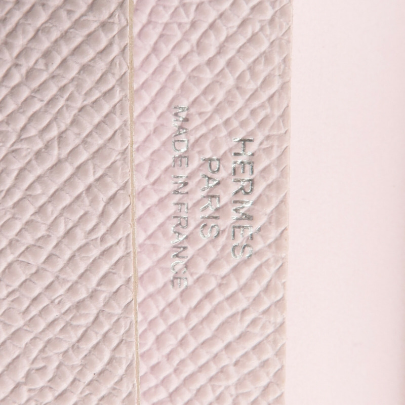HERMES Epsom皮革Bearn Compact錢包Mauve Pale-12