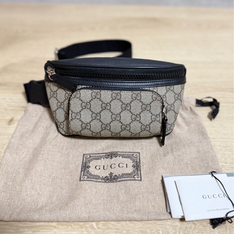 GUCCI GG Supreme 印花 PVC 皮革 腰包 胸口包 胸包 斜背包