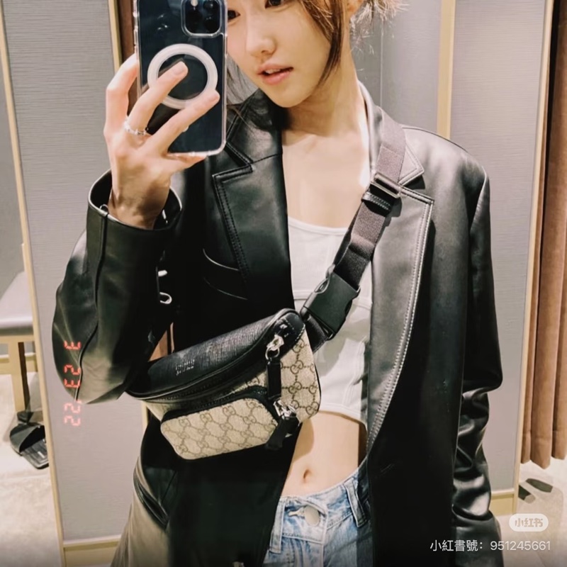 GUCCI GG Supreme 印花 PVC 皮革 腰包 胸口包 胸包 斜背包-2