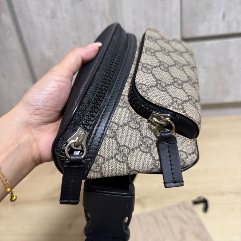 GUCCI GG Supreme 印花 PVC 皮革 腰包 胸口包 胸包 斜背包-9
