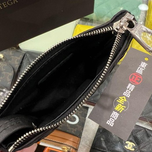 東區正精品㊣ BOTTEGA VENETA BV 131232 全新黑色全皮編織卡片夾零錢包鑰匙圈包 RZ5864-2