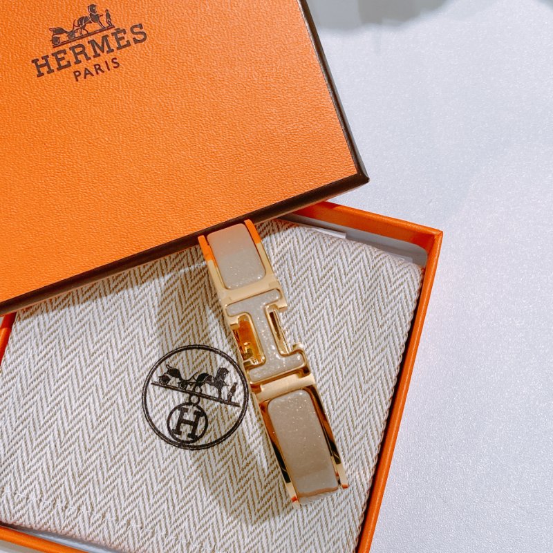 TW4865 Hermes 愛馬仕 H手鐲 奶茶灰 Clic H Glitter Bracelet PM Marron Glace-0