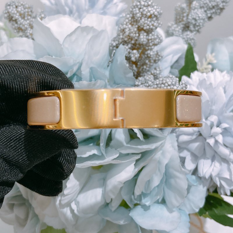 TW4865 Hermes 愛馬仕 H手鐲 奶茶灰 Clic H Glitter Bracelet PM Marron Glace-3