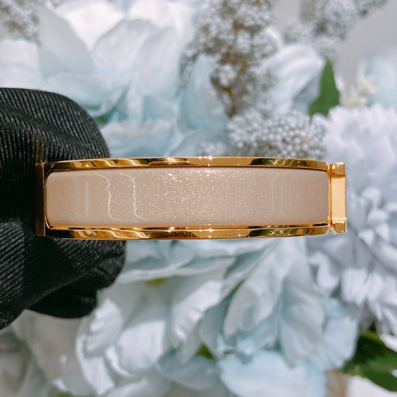 TW4865 Hermes 愛馬仕 H手鐲 奶茶灰 Clic H Glitter Bracelet PM Marron Glace-4