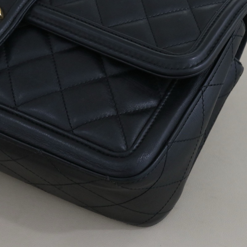 CHANEL 香奈兒 Elegent CF單肩斜挎女包,黑色小牛皮金鍊,序號20 尺寸30*17*9-2