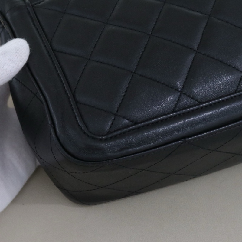 CHANEL 香奈兒 Elegent CF單肩斜挎女包,黑色小牛皮金鍊,序號20 尺寸30*17*9-3