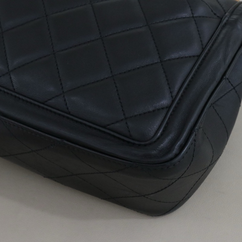 CHANEL 香奈兒 Elegent CF單肩斜挎女包,黑色小牛皮金鍊,序號20 尺寸30*17*9-4