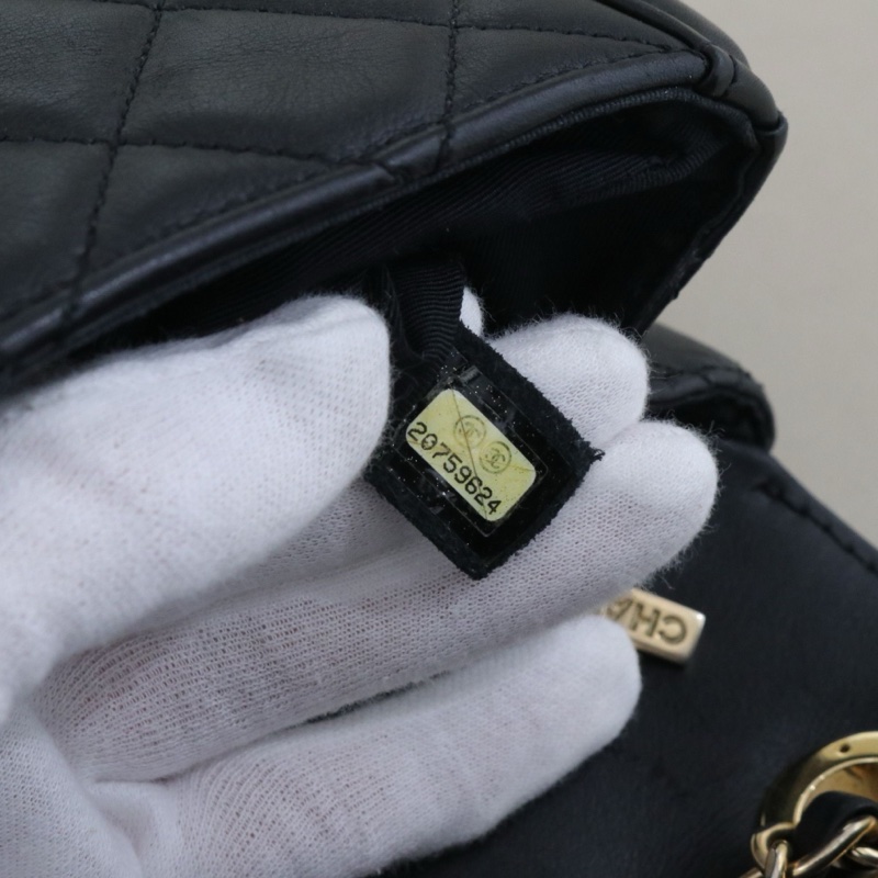 CHANEL 香奈兒 Elegent CF單肩斜挎女包,黑色小牛皮金鍊,序號20 尺寸30*17*9-10