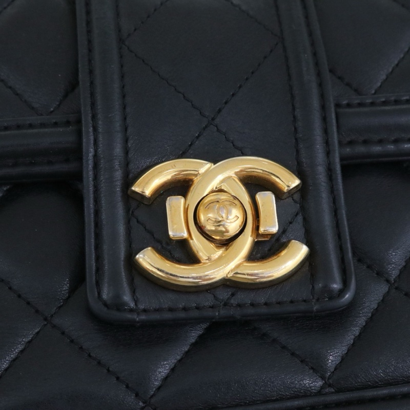 CHANEL 香奈兒 Elegent CF單肩斜挎女包,黑色小牛皮金鍊,序號20 尺寸30*17*9-12