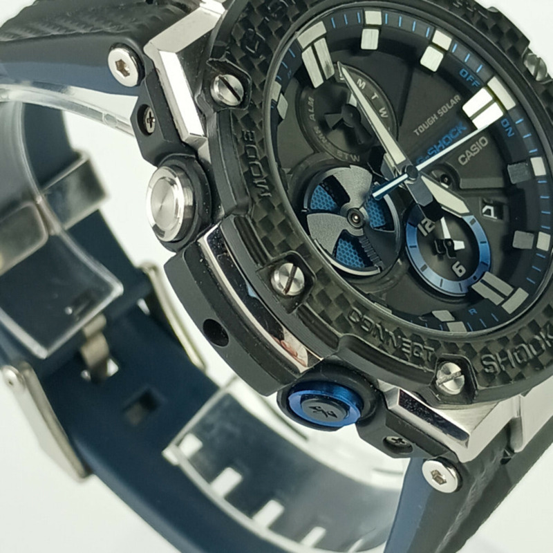 Casio G-SHOCK G-STEEL GST-B100 系列 GST-B100XA-1AJF 黑色錶盤樹脂不銹鋼碳纖維男士手錶-4