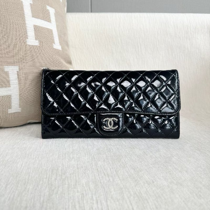 Chanel CF漆皮腋下法棍包 黑銀 24*12*1cm 98新配件塵袋-2