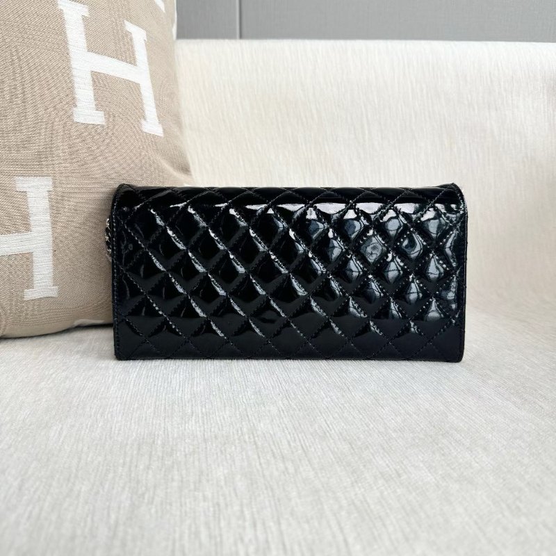 Chanel CF漆皮腋下法棍包 黑銀 24*12*1cm 98新配件塵袋-5