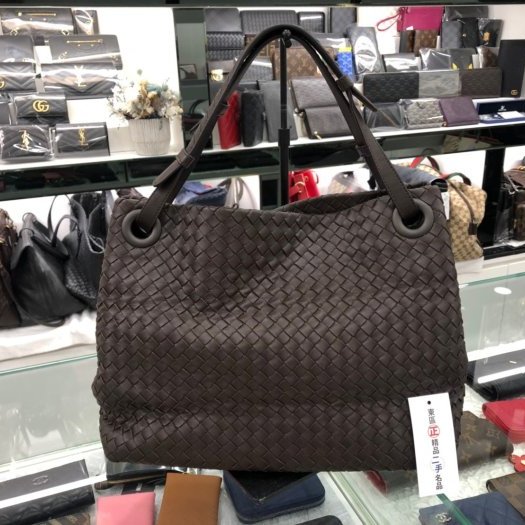 東區正精品㊣BOTTEGA VENETA BV 179320 咖啡色全皮編織手提包肩背包 RZ0774-0