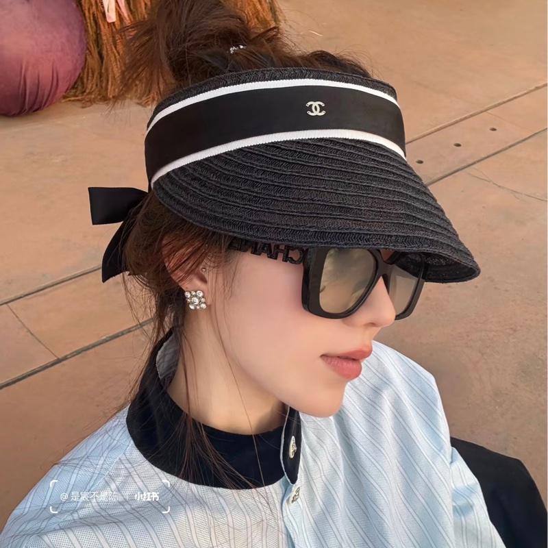 Chanel 2022年早春度假系列草編空頂遮陽帽-1