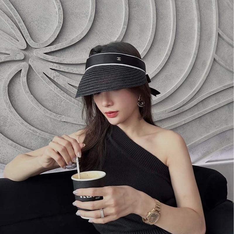 Chanel 2022年早春度假系列草編空頂遮陽帽-2