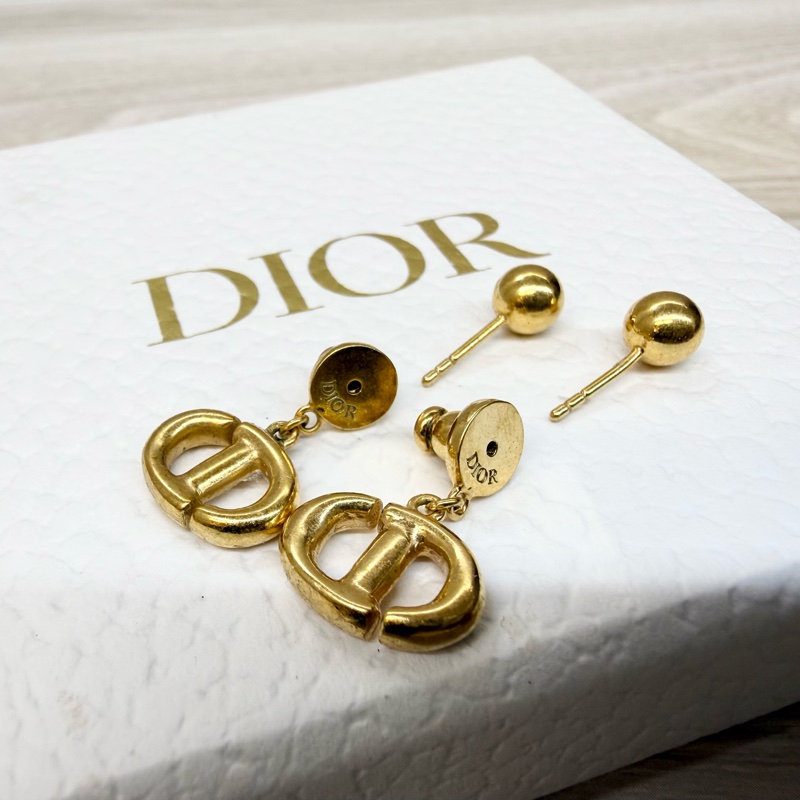 DIOR金色CD Navy 耳環-3