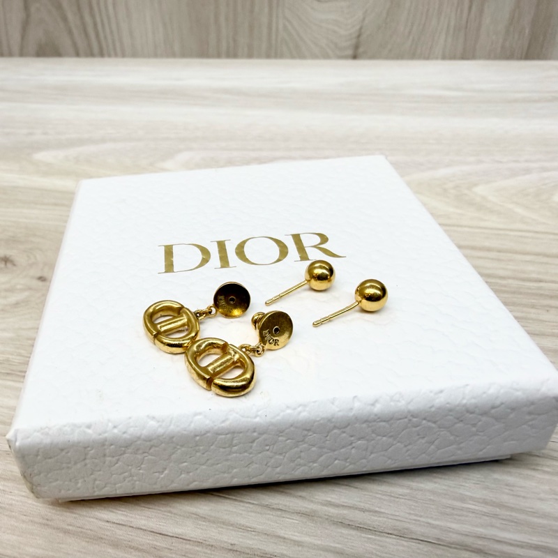 DIOR金色CD Navy 耳環-4