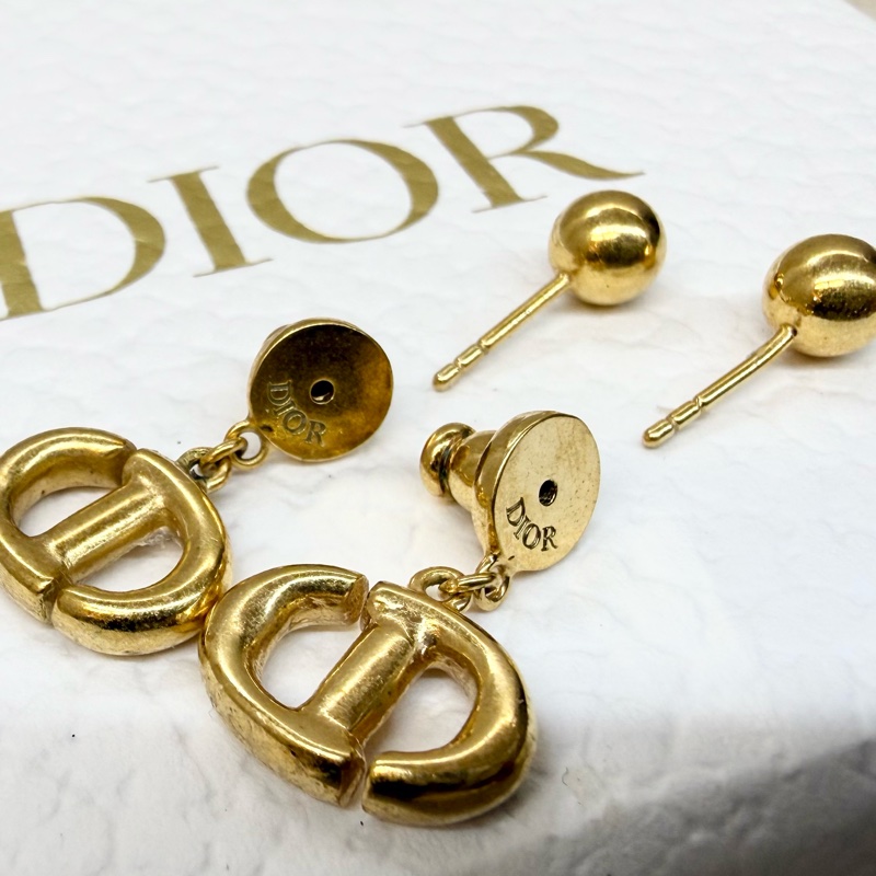 DIOR金色CD Navy 耳環-10