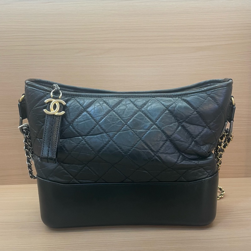Chanel 黑色流浪包 中號 鸳鸯鏈條包 25開 無附件-0