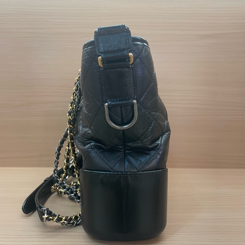 Chanel 黑色流浪包 中號 鸳鸯鏈條包 25開 無附件-2