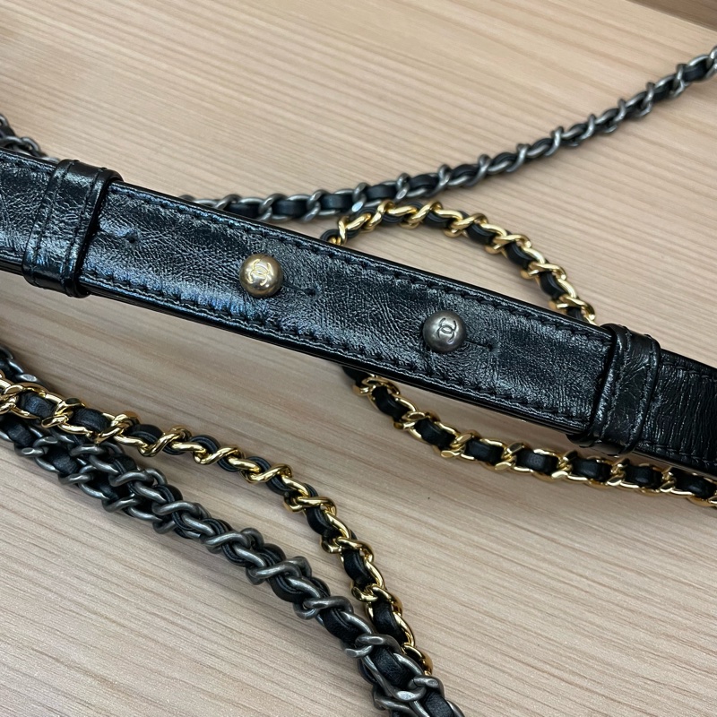 Chanel 黑色流浪包 中號 鸳鸯鏈條包 25開 無附件-11