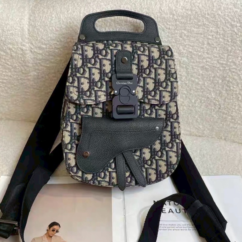 Dior迪奧Saddle帆布老花馬鞍雙肩包-10