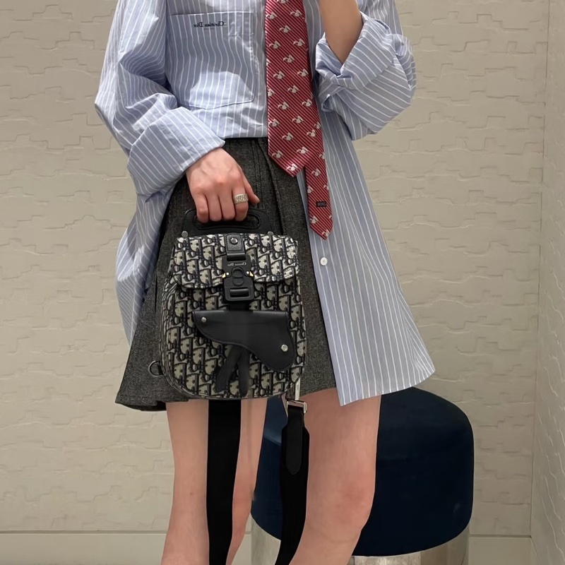 Dior迪奧Saddle帆布老花馬鞍雙肩包-18