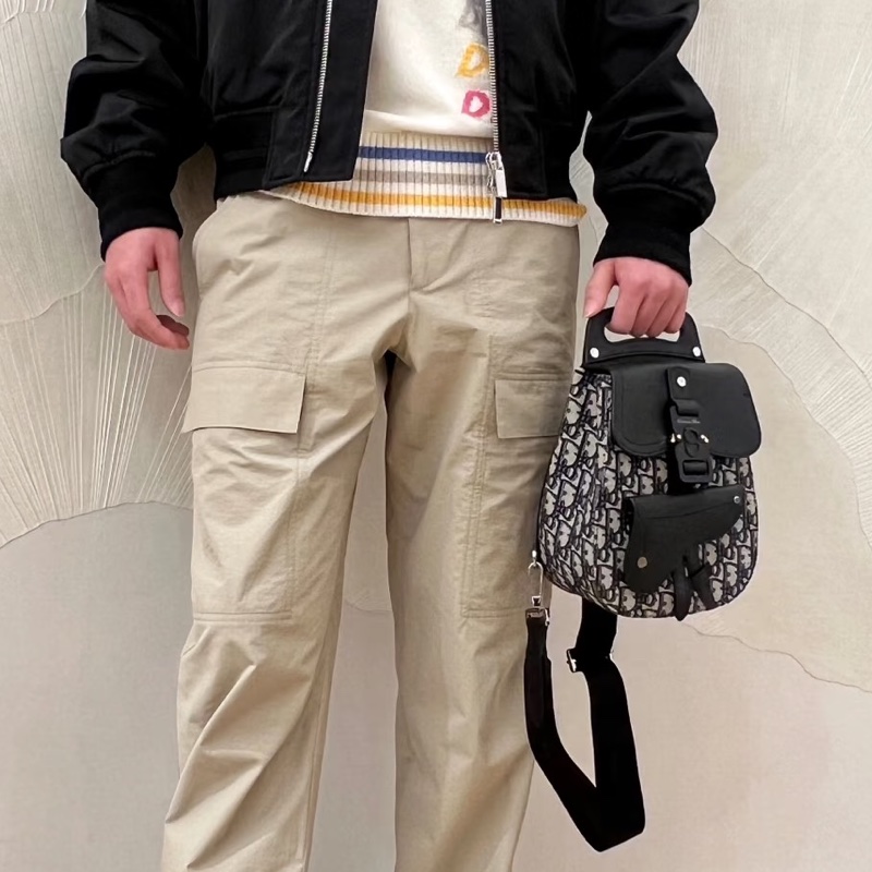 Dior迪奧Saddle帆布老花馬鞍雙肩包-4