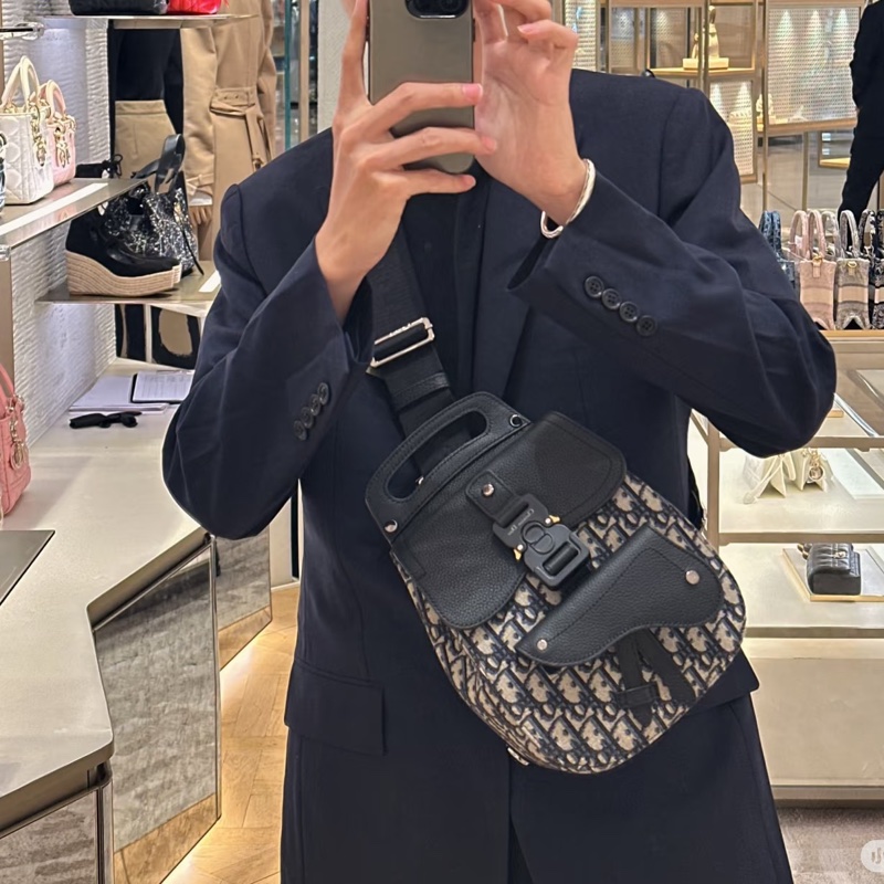 Dior迪奧Saddle帆布老花馬鞍雙肩包-7