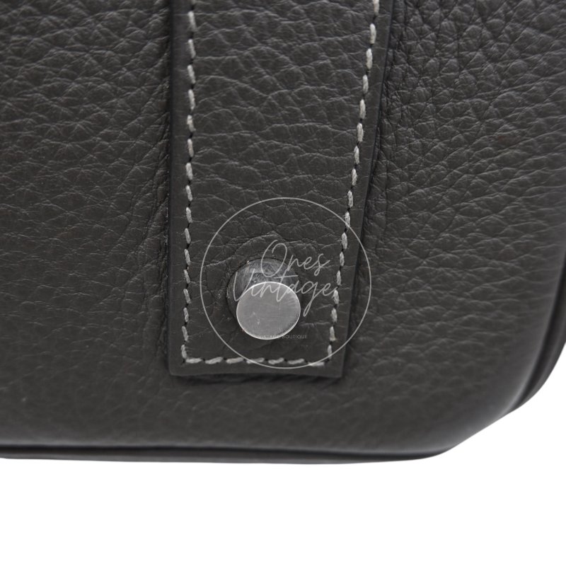 中古 Hermes 愛馬仕 Shoulder Birkin 42 Gris Graphite 石墨灰 銀色五金 印記 Stamp Square M 肩背包-16