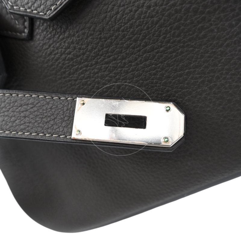 中古 Hermes 愛馬仕 Shoulder Birkin 42 Gris Graphite 石墨灰 銀色五金 印記 Stamp Square M 肩背包-23